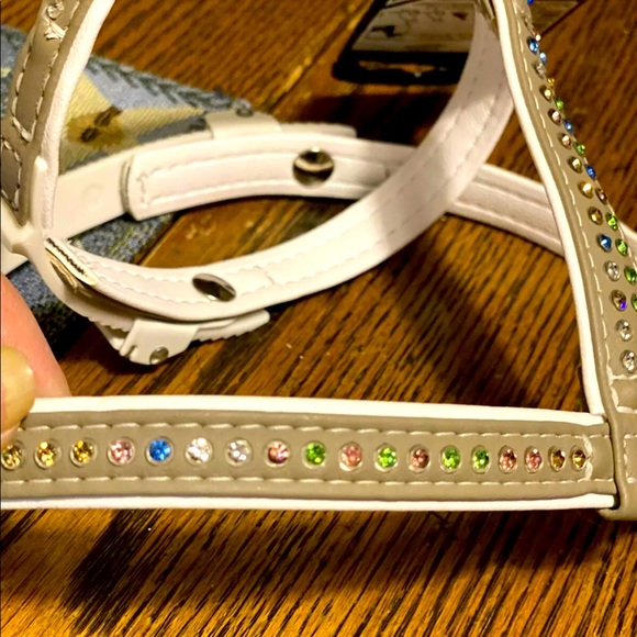 Harness with Sarai sky crystals leather Italian design size medium - Picture 2 of 6